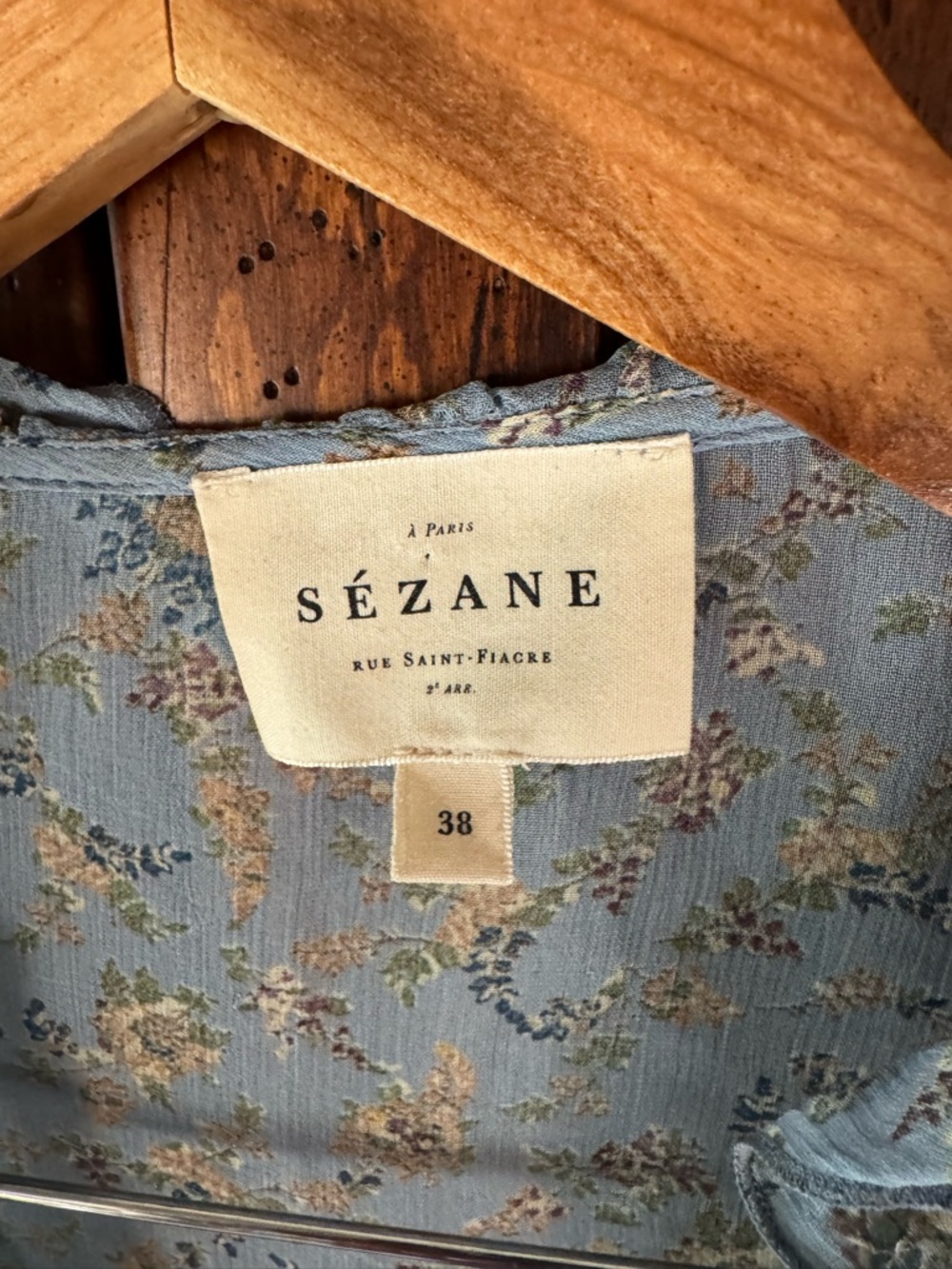 Sèzane Celine Shirt Vintage Blue Prairie FR38 - Picture 7 of 8